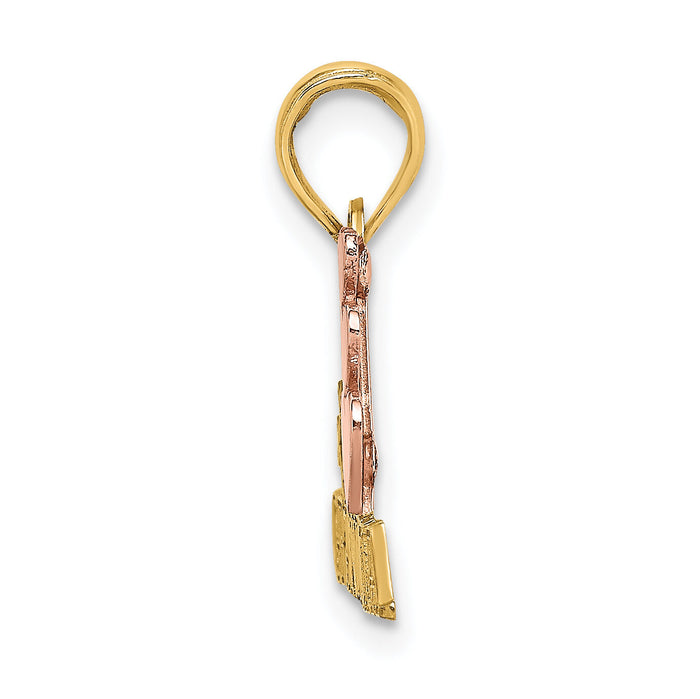 14k Two-Tone #1 GRANDMA w/ Three Hearts Charm-K9129
