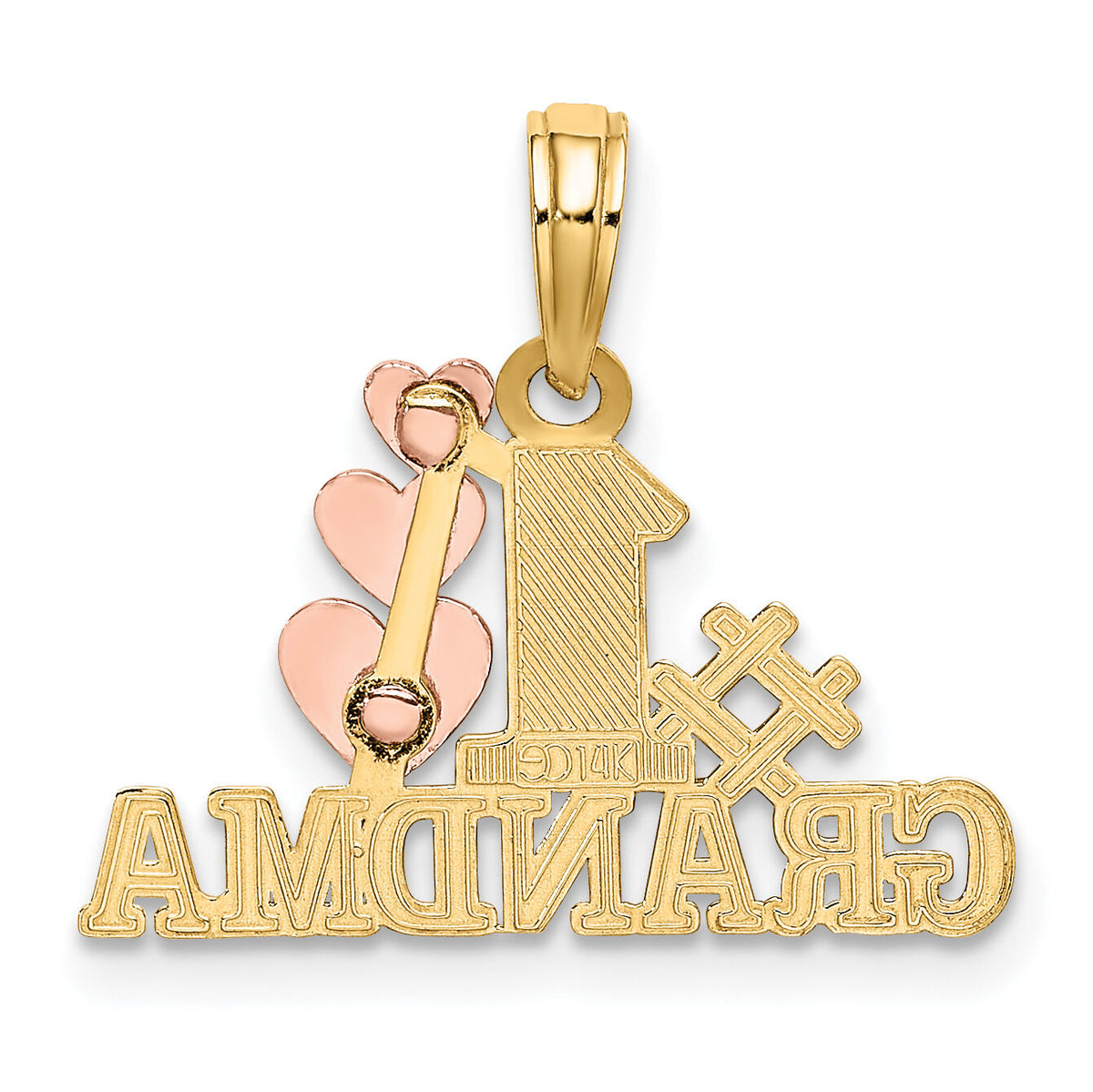 14k Two-Tone #1 GRANDMA w/ Three Hearts Charm-K9129