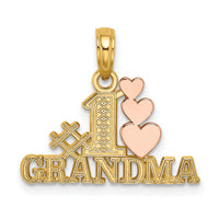 14k Two-Tone #1 GRANDMA w/ Three Hearts Charm-K9129