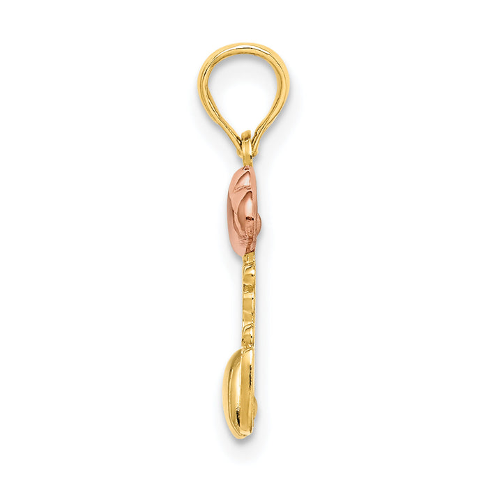 14k Two-tone w/White Rhodium I LOVE YOU w/Hearts Charm-K9130
