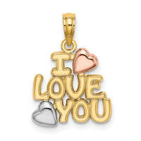 14k Two-tone w/White Rhodium I LOVE YOU w/Hearts Charm-K9130