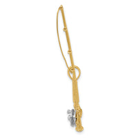 14K w/Rhodium 3-D Fly Rod Fishing Pole Charm-K9132