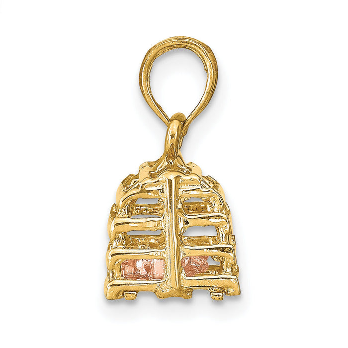14K Two-Tone Moveable 3-D Lobster(Pink)In Trap-K9135