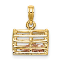 14K Two-Tone Moveable 3-D Lobster(Pink)In Trap-K9135