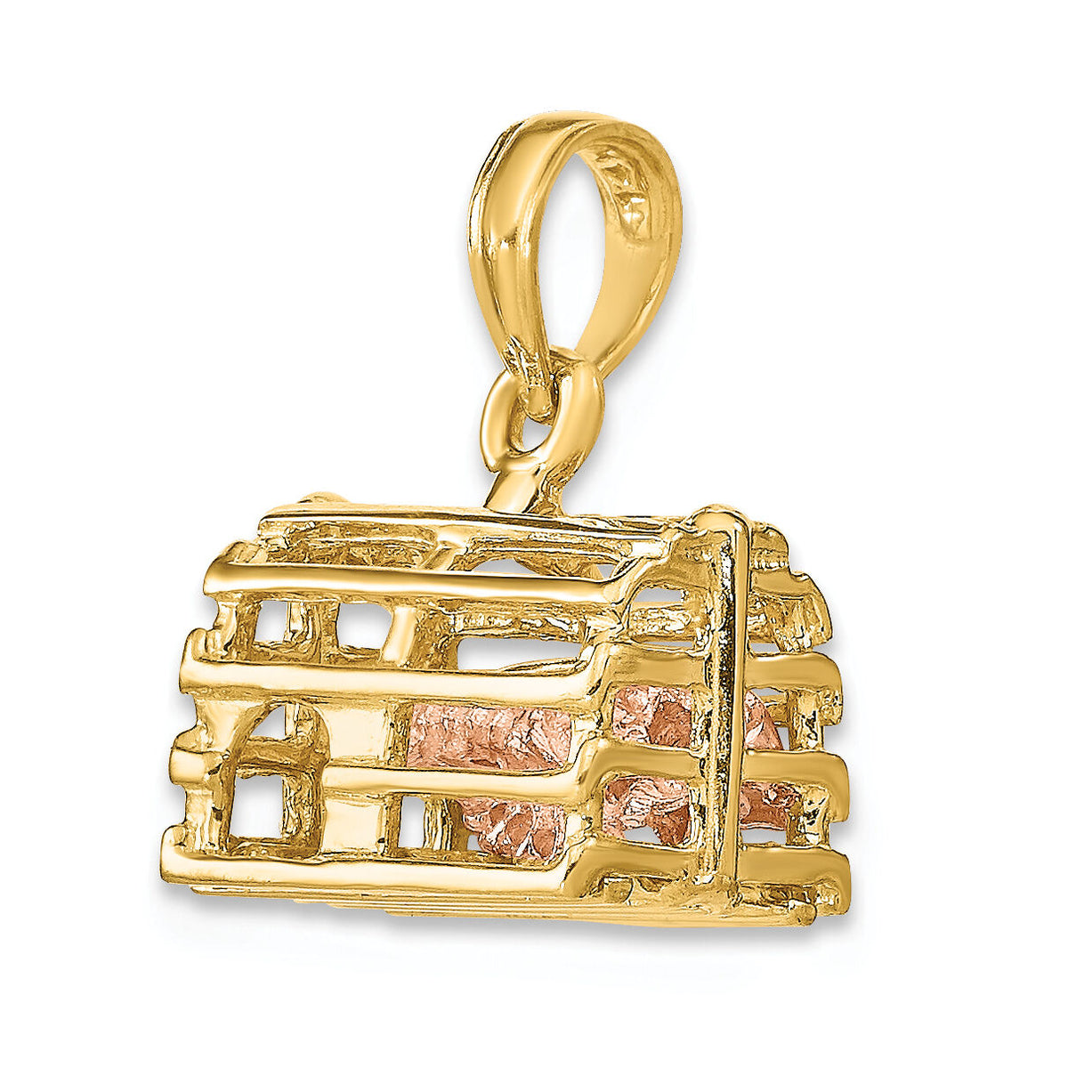 14K Two-Tone Moveable 3-D Lobster(Pink)In Trap-K9135