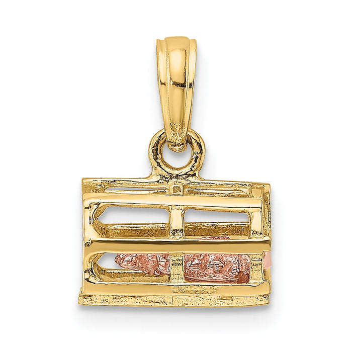 14K Two-Tone Moveable 3-D Lobster(Pink)In Trap-K9136