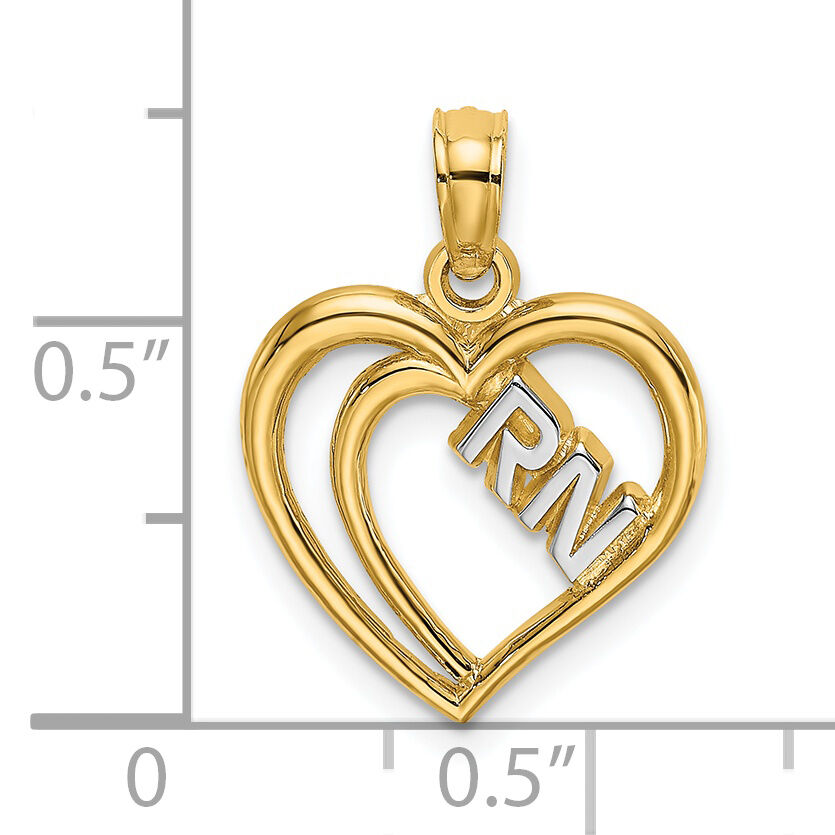 14k w/Rhodium RN Inside Double Hearts Charm-K9137