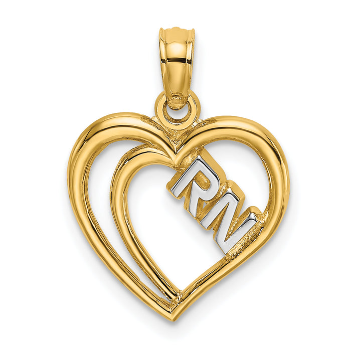 14k w/Rhodium RN Inside Double Hearts Charm-K9137