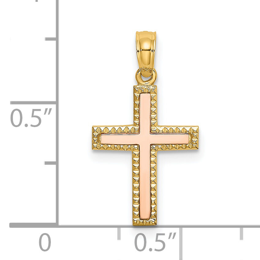 14k Two-tone Polished Cross Charm-K9138