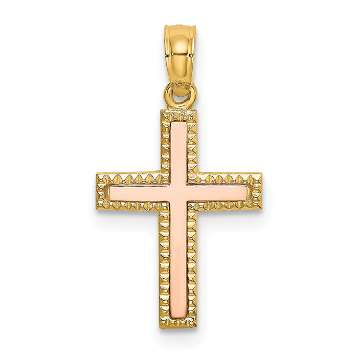 14k Two-tone Polished Cross Charm-K9138