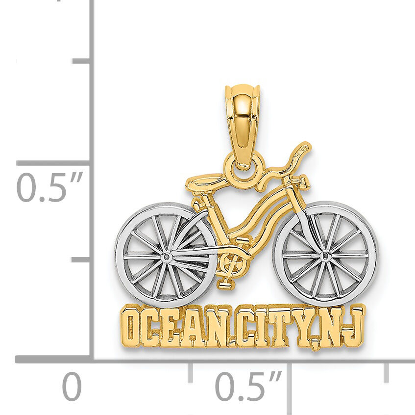 14k with White Rhodium OCEAN CITY, NJ Bicycle Charm-K9139
