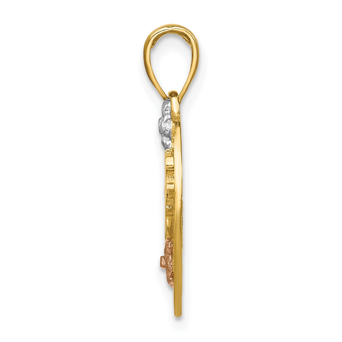 14k Two-tone w/White Rhodium #1 DAUGHTER Heart Charm-K9142