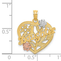 14k Two-tone w/White Rhodium #1 DAUGHTER Heart Charm-K9142