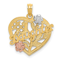14k Two-tone w/White Rhodium #1 DAUGHTER Heart Charm-K9142