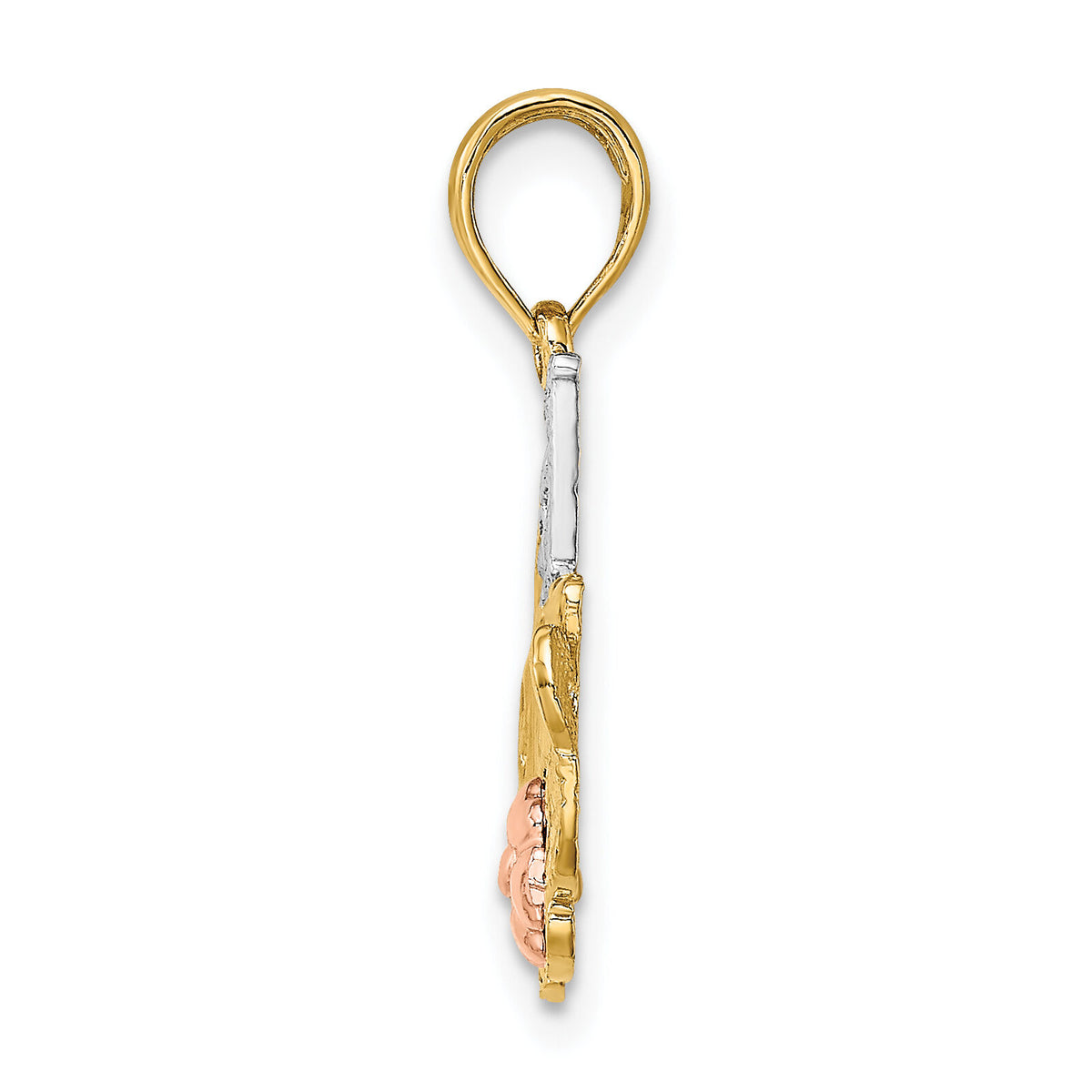 14k Two-tone w/White Rhodium #1 MOM w/ Flower Charm-K9144