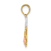14k Two-tone w/White Rhodium #1 MOM w/ Flower Charm-K9144