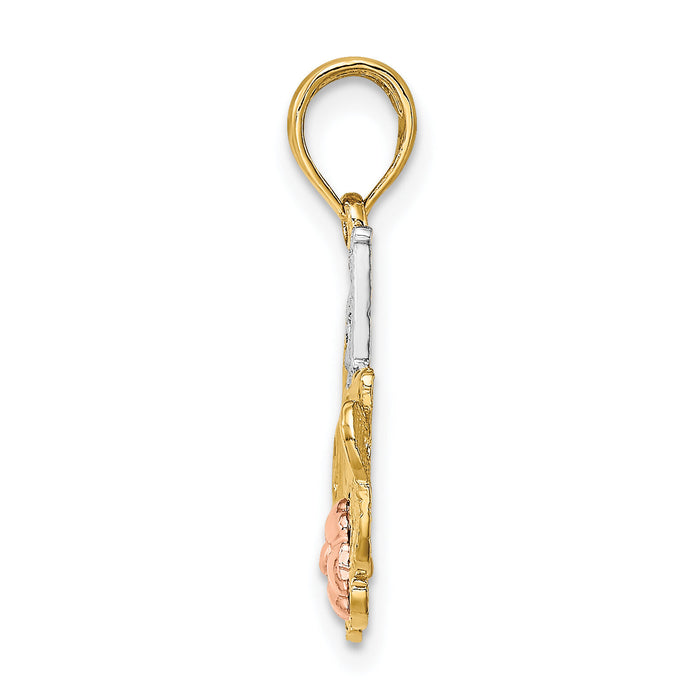 14k Two-tone w/White Rhodium #1 MOM w/ Flower Charm-K9144
