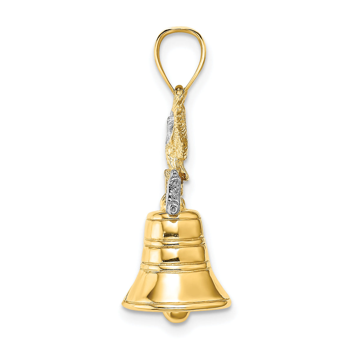 14k w/Rhodium 3D Moveable Liberty Bell w/Eagle Top Charm-K9146