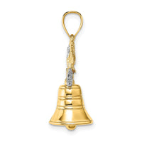 14k w/Rhodium 3D Moveable Liberty Bell w/Eagle Top Charm-K9146