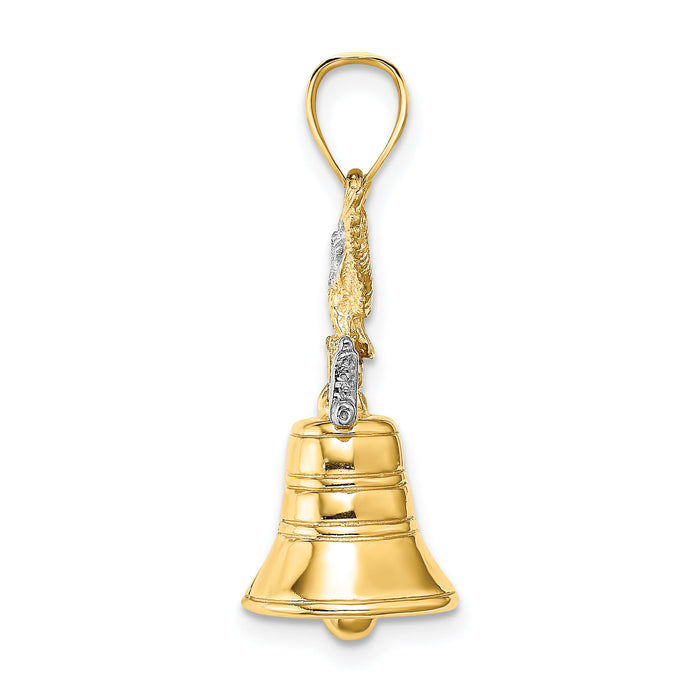 14k w/Rhodium 3D Moveable Liberty Bell w/Eagle Top Charm-K9146