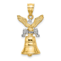 14k w/Rhodium 3D Moveable Liberty Bell w/Eagle Top Charm-K9146