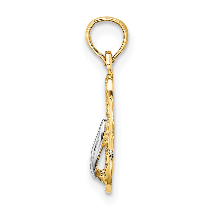 14k with White Rhodium 3D HAWAII Single Flip-Flop Charm-K9147