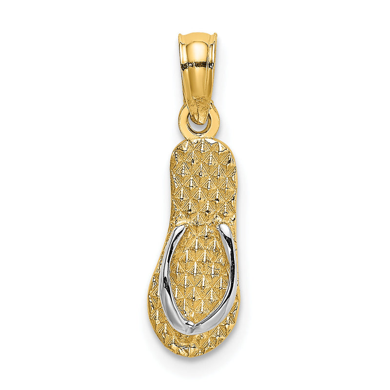 14k with White Rhodium 3D HAWAII Single Flip-Flop Charm-K9147