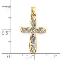 14k w/ Rhodium Filigree Cross Charm-K9149