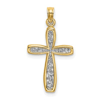14k w/ Rhodium Filigree Cross Charm-K9149
