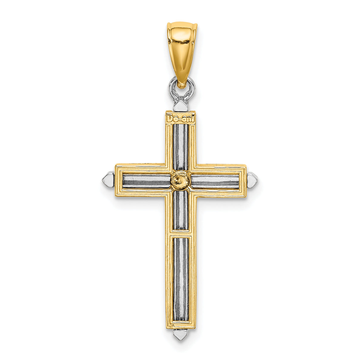 14K Two-tone Polished Cross Charm-K9151