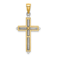 14K Two-tone Polished Cross Charm-K9151