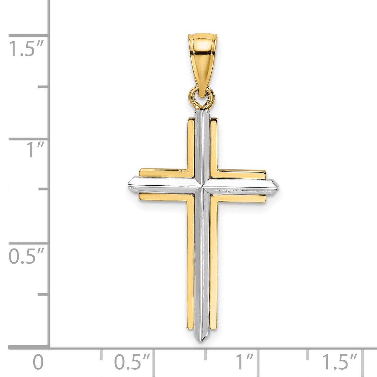 14K Two-tone Polished Cross Charm-K9151