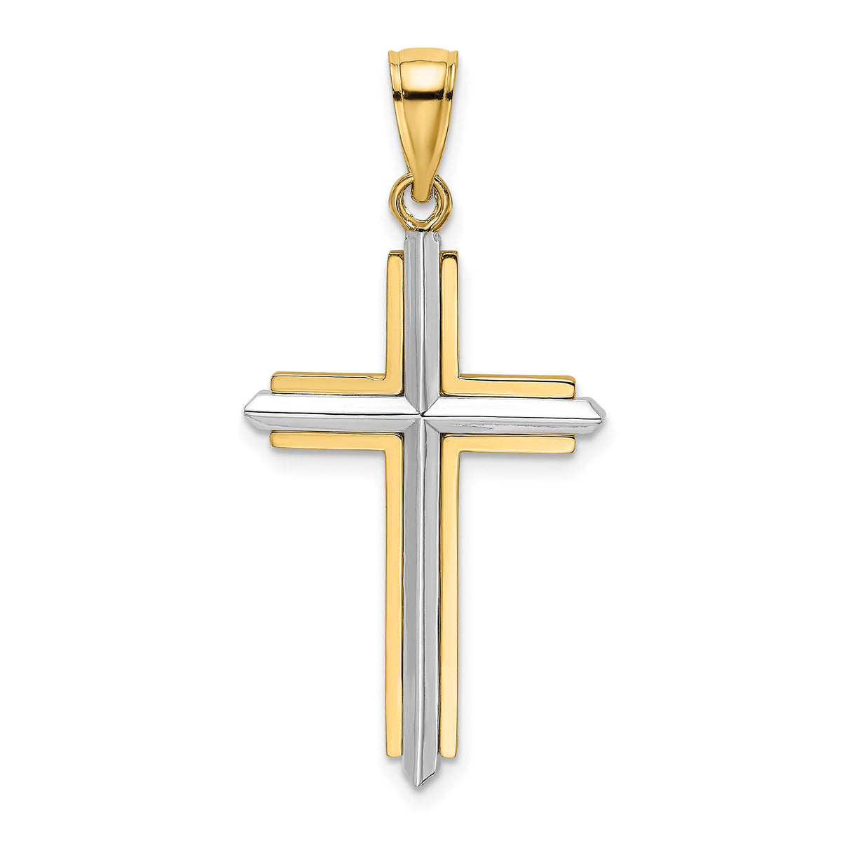 14K Two-tone Polished Cross Charm-K9151