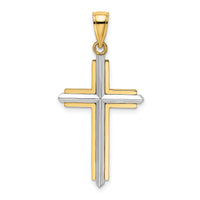 14K Two-tone Polished Cross Charm-K9151
