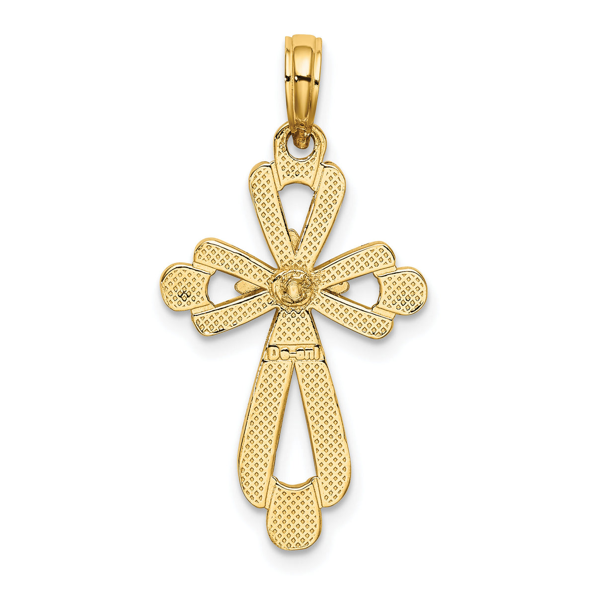 14K W/ Rhodium Polished Fancy Cross Charm-K9153
