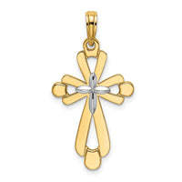 14K W/ Rhodium Polished Fancy Cross Charm-K9153