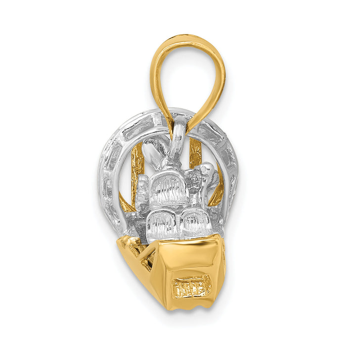 14k Two-Tone 3-D Airboat Charm-K9154