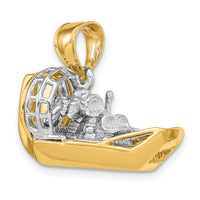 14k Two-Tone 3-D Airboat Charm-K9154