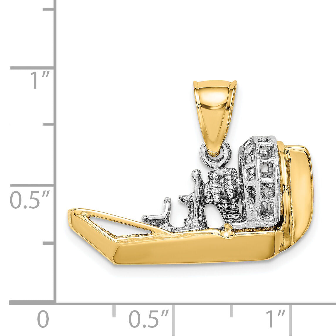 14k Two-Tone 3-D Airboat Charm-K9154