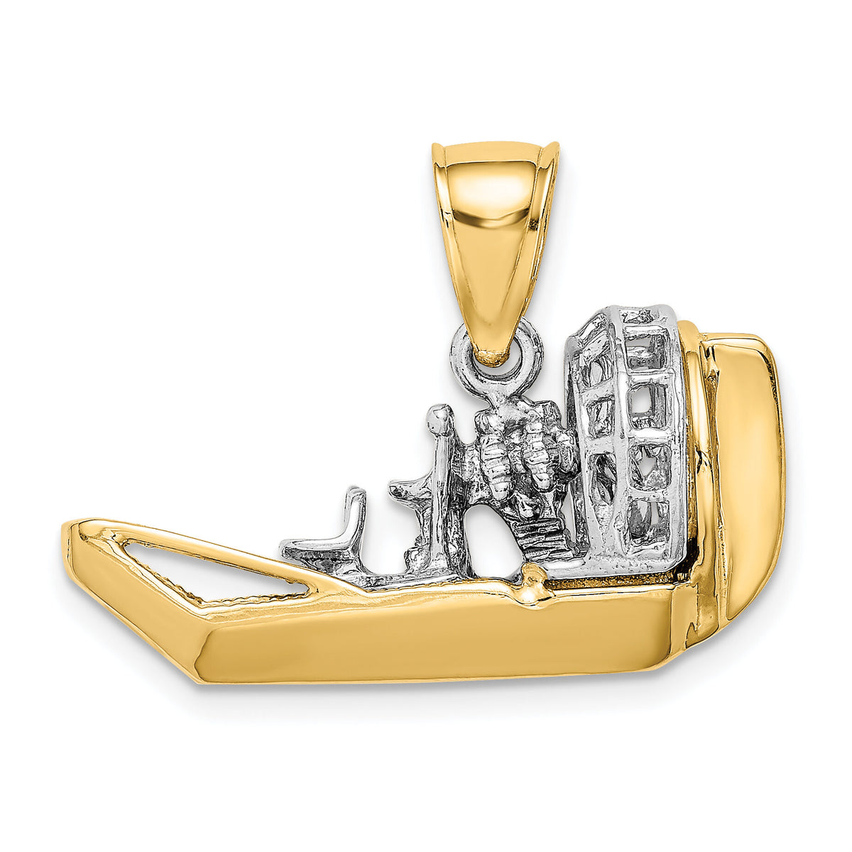 14k Two-Tone 3-D Airboat Charm-K9154