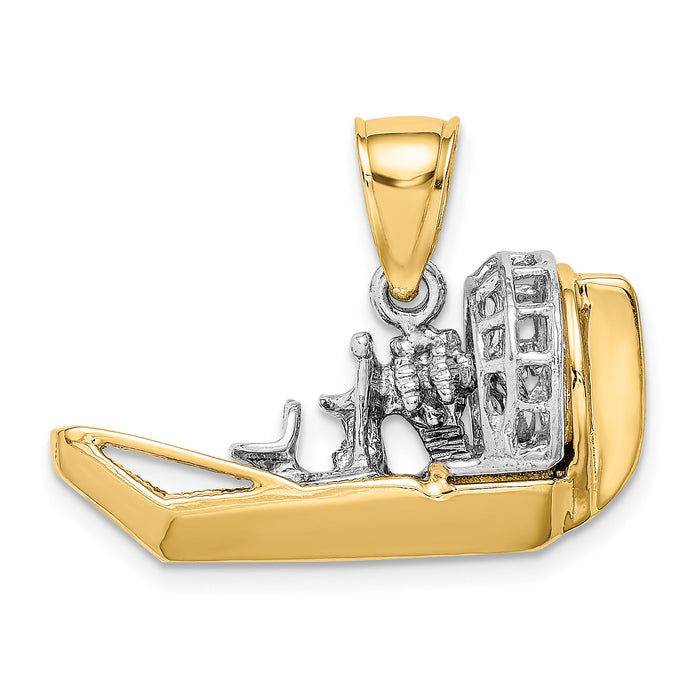 14k Two-Tone 3-D Airboat Charm-K9154