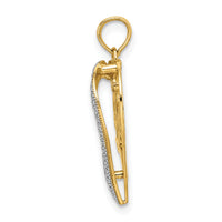 14k with White Rhodium Heart Diamond-cut LOVE Charm-K9155