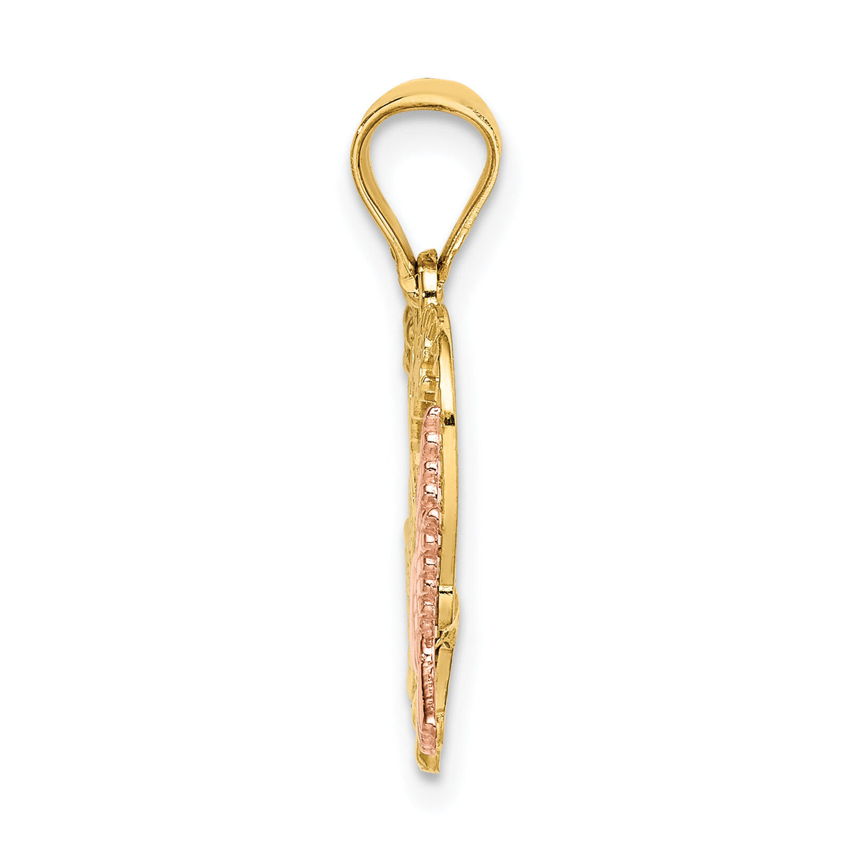 14k Two-tone w/White Rhodium AMOR Heart w/Doves Charm-K9156