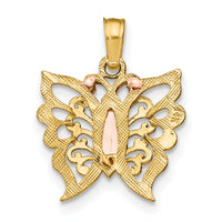 14k Two-Tone w/White Rhodium Butterfly Cut-Out Charm-K9159