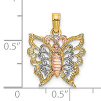 14k Two-Tone w/White Rhodium Butterfly Cut-Out Charm-K9159