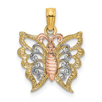 14k Two-Tone w/White Rhodium Butterfly Cut-Out Charm-K9159