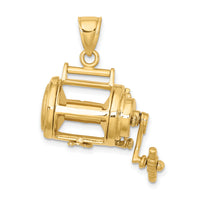 14K Moveable 3D Fishing Reel Charm-K9160