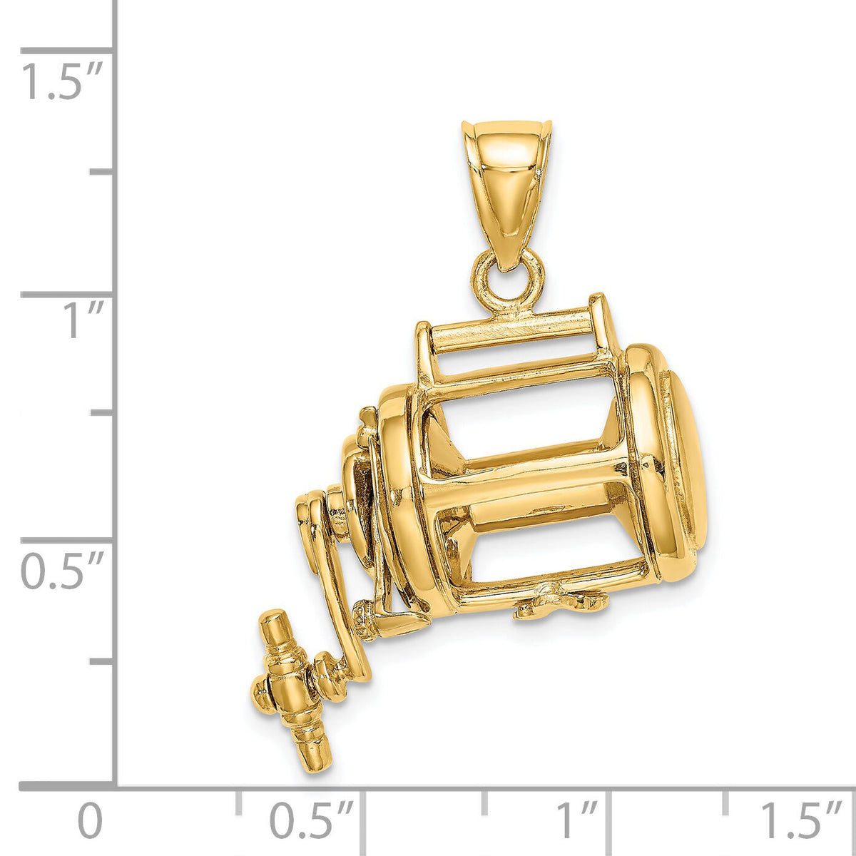 14K Moveable 3D Fishing Reel Charm-K9160