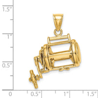 14K Moveable 3D Fishing Reel Charm-K9160