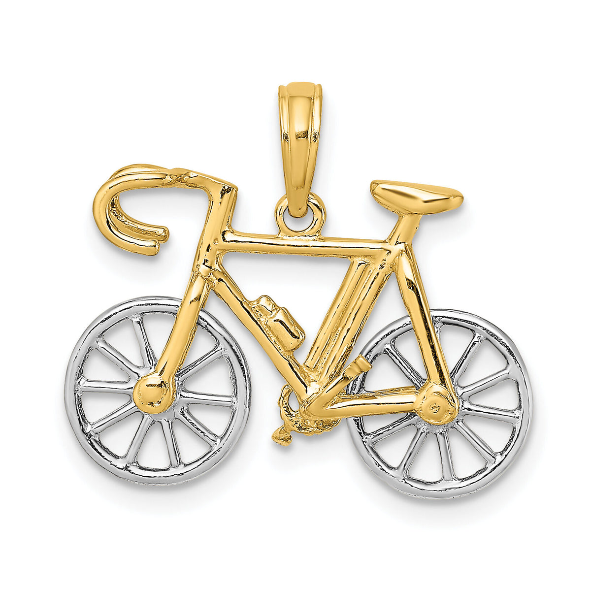 14k Two-tone 3-D Ten Speed Bicycle Charm-K9161
